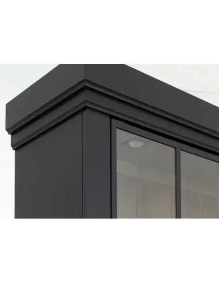 vitrineskab vitrine skab sort lys lamper belysning moderne design eg egetræ