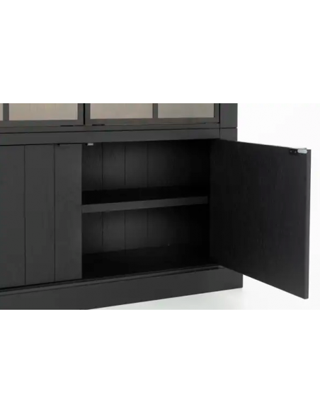 vitrineskab vitrine skab sort lys lamper belysning moderne design eg egetræ