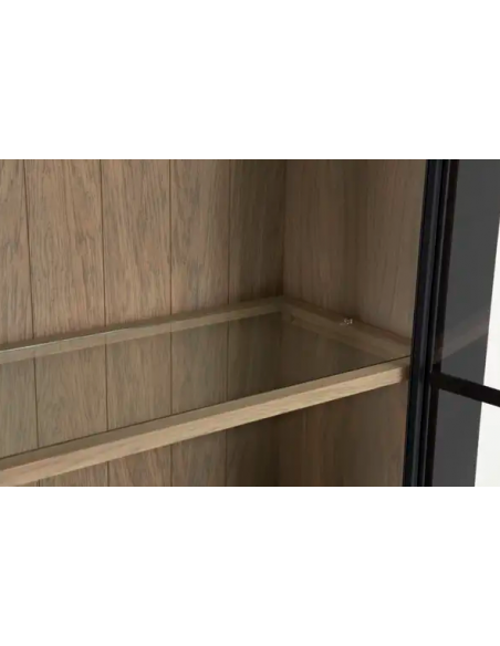 vitrineskab vitrine skab sort lys lamper belysning moderne design eg egetræ