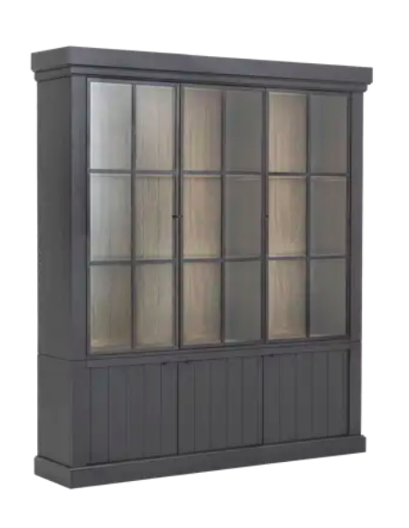 vitrineskab vitrine skab sort lys lamper belysning moderne design eg egetræ