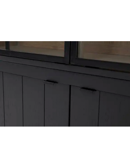 vitrineskab vitrine skab sort lys lamper belysning moderne design eg egetræ