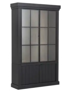 vitrineskab vitrine skab sort lys lamper belysning moderne design eg egetræ