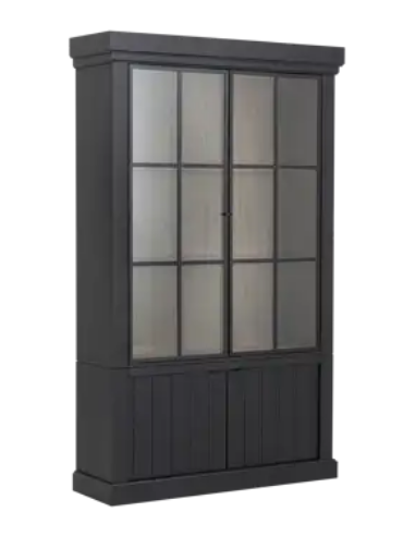 vitrineskab vitrine skab sort lys lamper belysning moderne design eg egetræ