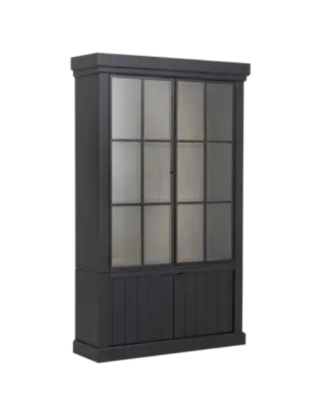 vitrineskab vitrine skab sort lys lamper belysning moderne design eg egetræ