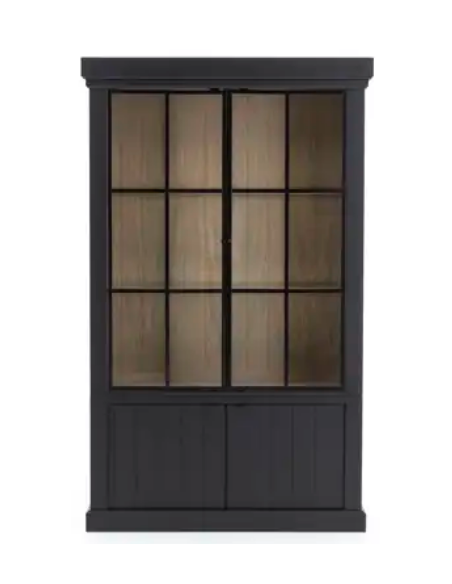 vitrineskab vitrine skab sort lys lamper belysning moderne design eg egetræ