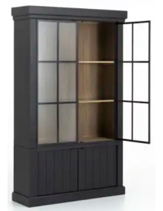 vitrineskab vitrine skab sort lys lamper belysning moderne design eg egetræ 2