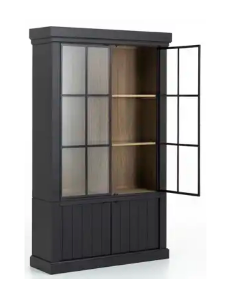 vitrineskab vitrine skab sort lys lamper belysning moderne design eg egetræ