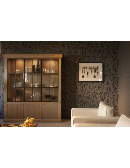 vitrineskab vitrine skab lys lamper belysning moderne design eg egetræ