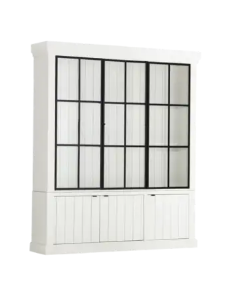 vitrineskab vitrine skab lys lamper belysning moderne design træ hvid