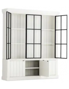 vitrineskab vitrine skab lys lamper belysning moderne design træ hvid 2