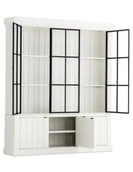 vitrineskab vitrine skab lys lamper belysning moderne design træ hvid