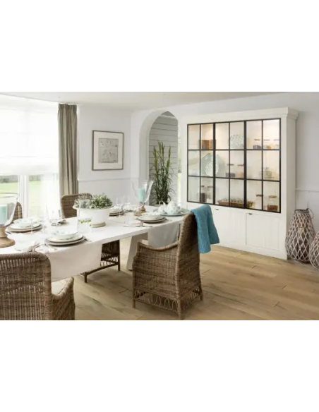 vitrineskab vitrine skab lys lamper belysning moderne design træ hvid