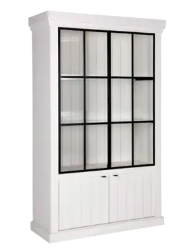 vitrineskab vitrine skab lys lamper belysning moderne design træ hvid