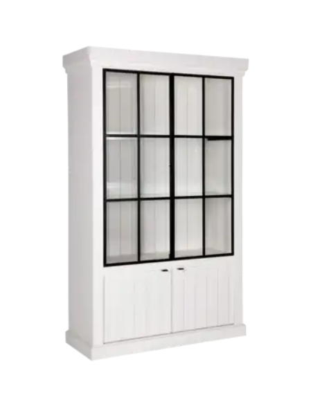 vitrineskab vitrine skab lys lamper belysning moderne design træ hvid