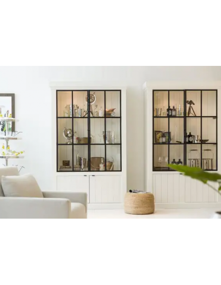 vitrineskab vitrine skab lys lamper belysning moderne design træ hvid