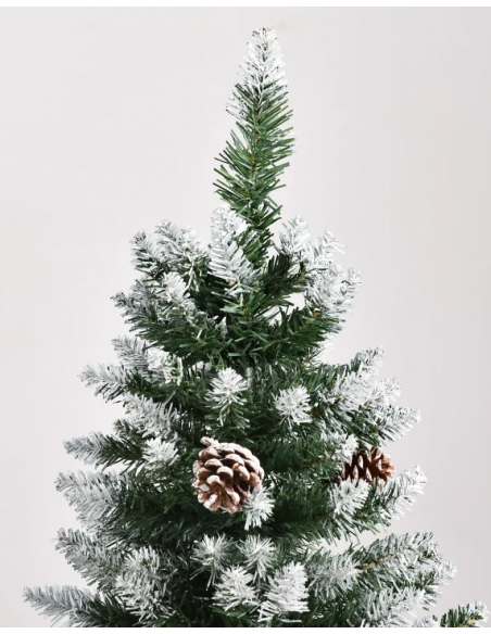 kunstigt juletræ 150 cm plastik grønt julepynt sne hvidt kogler kunstigt juletræ 150 cm plastik grønt julepynt sne hvidt kogler