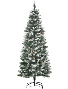 kunstigt juletræ 150 cm plastik grønt julepynt sne hvidt kogler