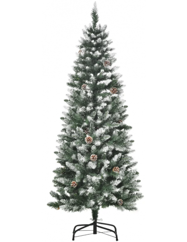kunstigt juletræ 150 cm plastik grønt julepynt sne hvidt kogler kunstigt juletræ 150 cm plastik grønt julepynt sne hvidt kogler