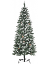 Kunstigt juletræ med sne og kogler H150 x Ø69 cm - Grøn/Hvid