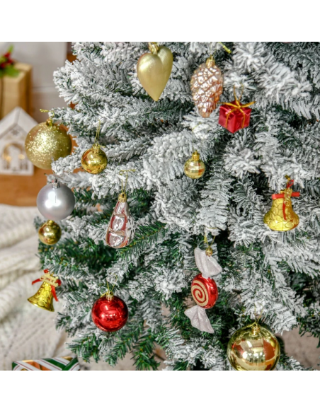 kunstigt juletræ 225 cm plastik grønt julepynt sne hvidt kunstigt juletræ 225 cm plastik grønt julepynt sne hvidt
