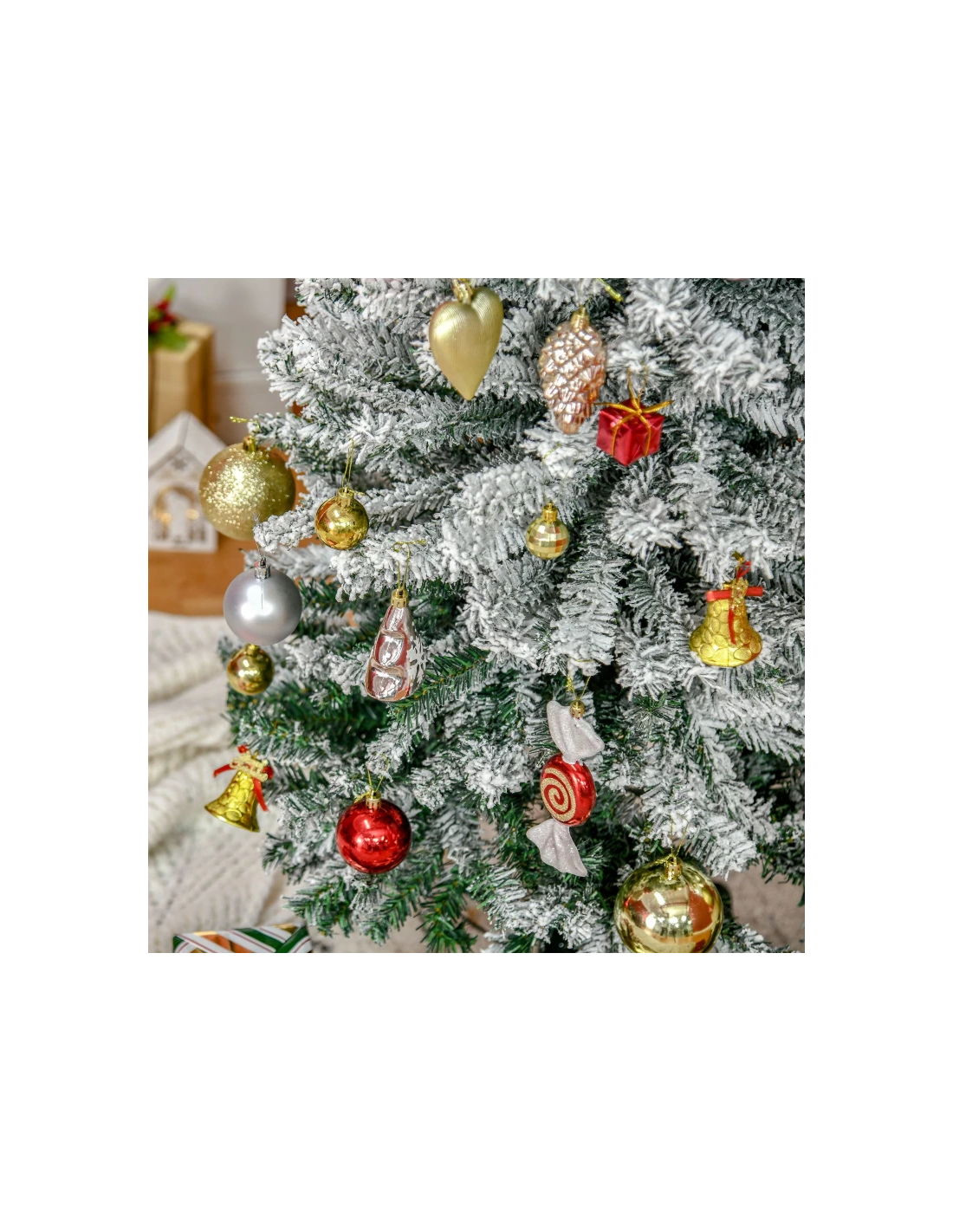 kunstigt juletræ 225 cm plastik grønt julepynt sne hvidt kunstigt juletræ 225 cm plastik grønt julepynt sne hvidt