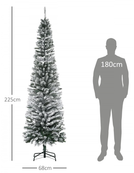 kunstigt juletræ 225 cm plastik grønt julepynt sne hvidt kunstigt juletræ 225 cm plastik grønt julepynt sne hvidt