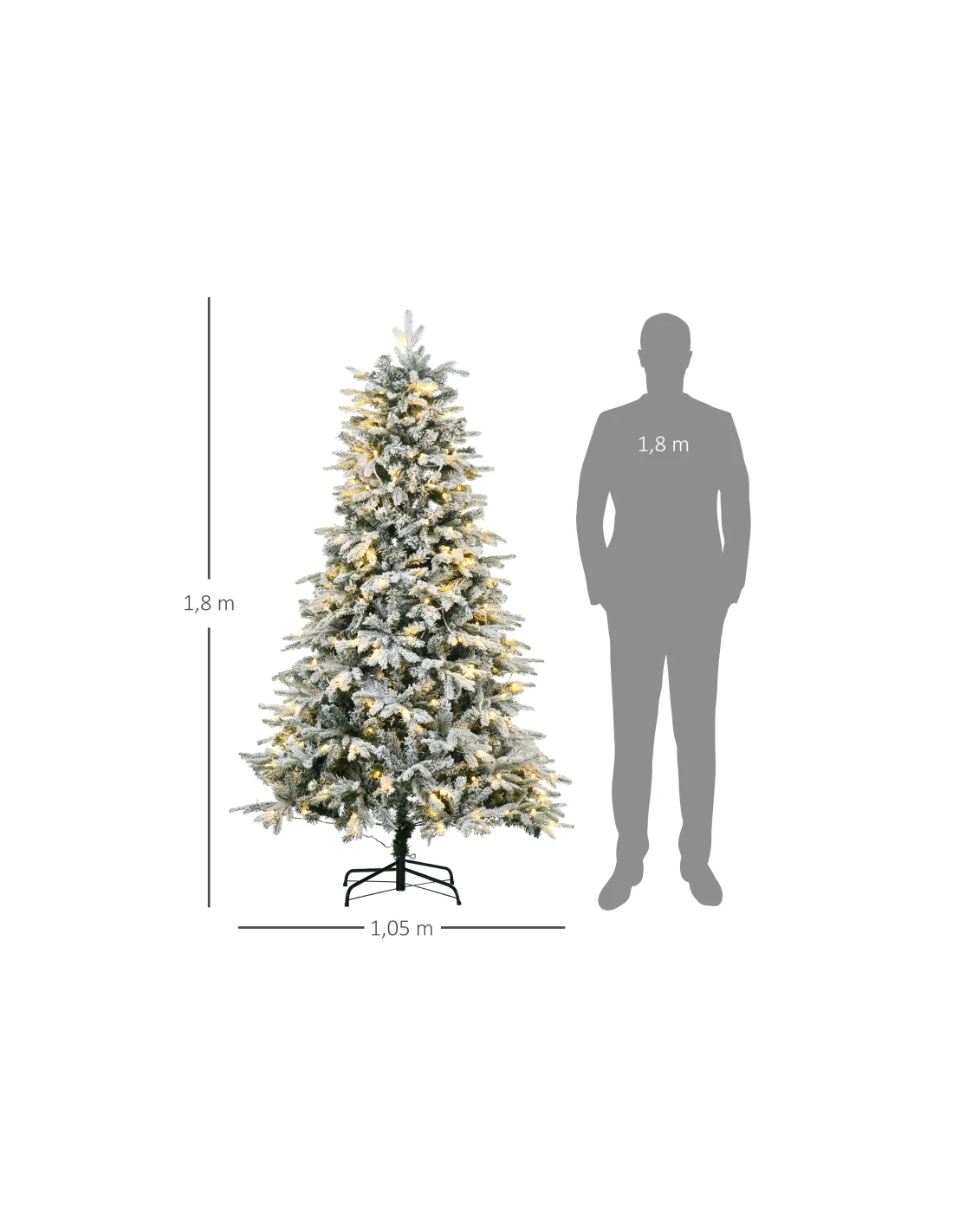 kunstigt juletræ 180 cm plastik grønt julepynt sne hvidt led lys kunstigt juletræ 180 cm plastik grønt julepynt sne hvidt led lys