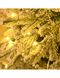 kunstigt juletræ 180 cm plastik grønt julepynt sne hvidt led lys 2