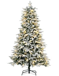 kunstigt juletræ 180 cm plastik grønt julepynt sne hvidt led lys