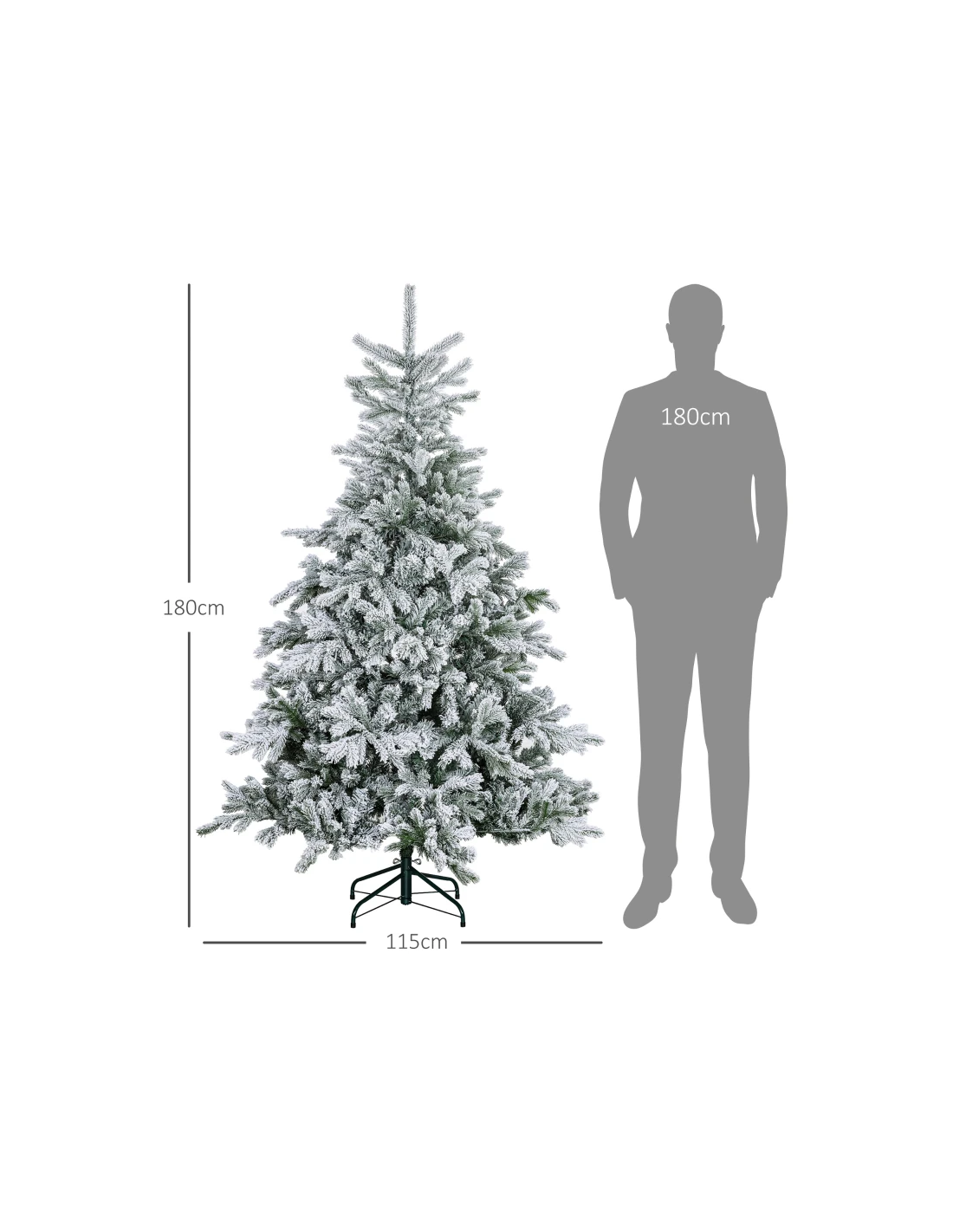 kunstigt juletræ 180 cm plastik grønt julepynt sne hvidt kunstigt juletræ 180 cm plastik grønt julepynt sne hvidt