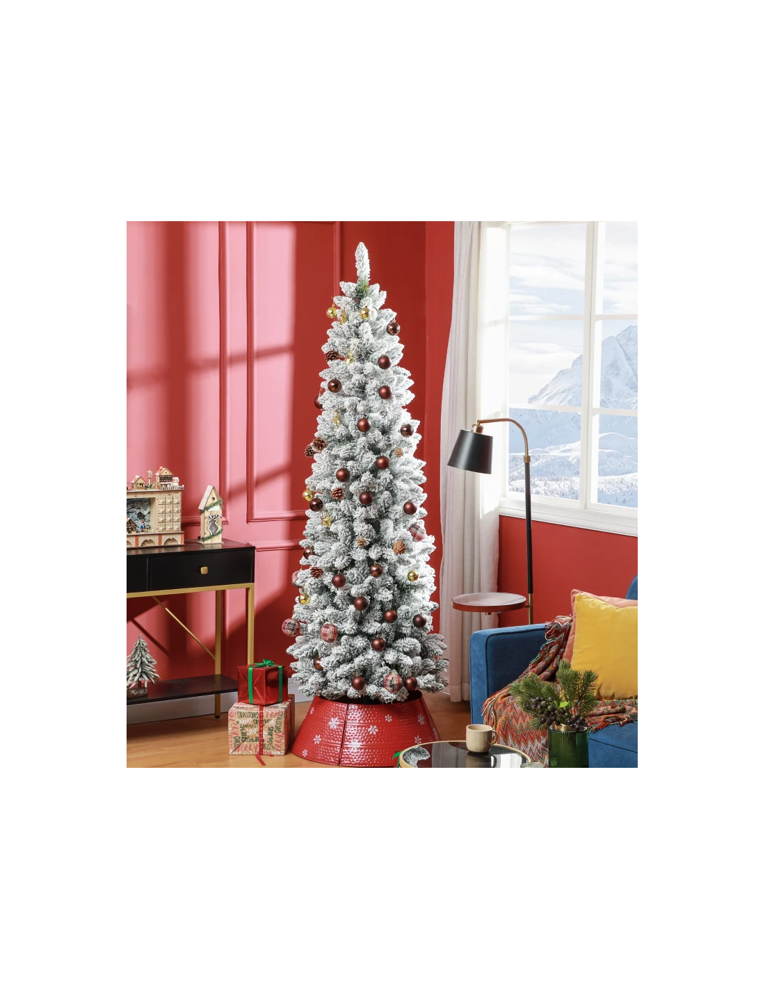 kunstigt juletræ 210 cm plastik grønt julepynt sne hvidt kunstigt juletræ 210 cm plastik grønt julepynt sne hvidt