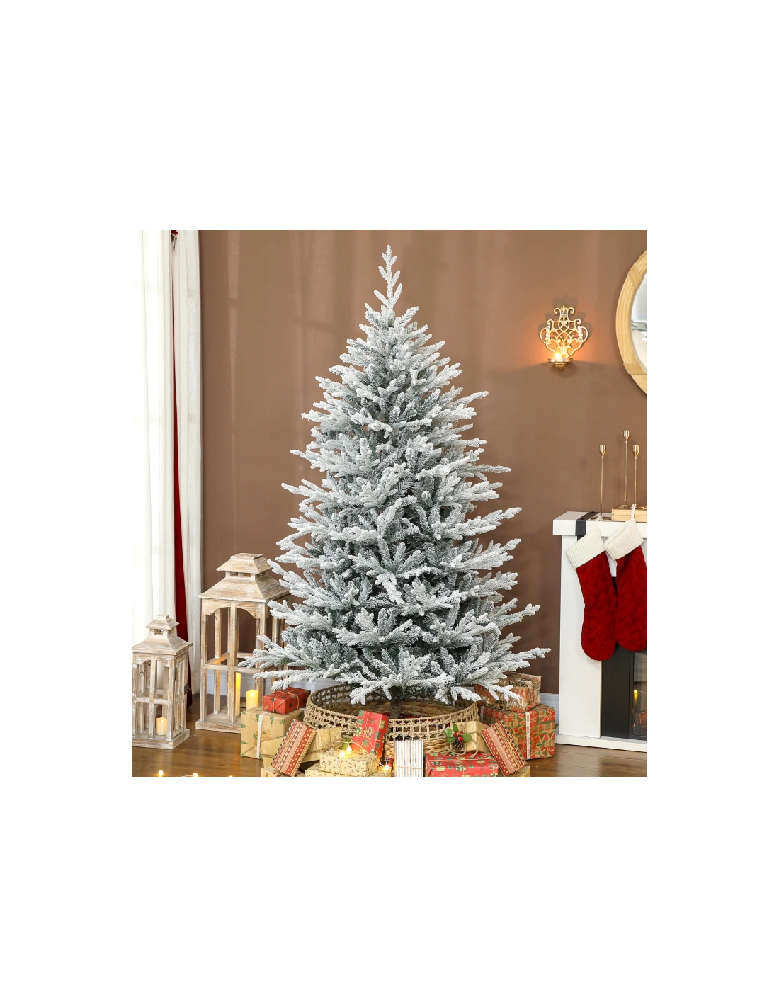 kunstigt juletræ 180 cm plastik grønt julepynt sne hvidt kunstigt juletræ 180 cm plastik grønt julepynt sne hvidt