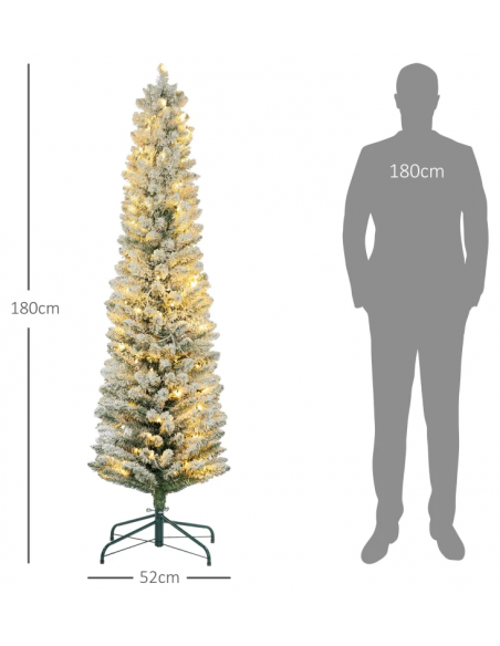 kunstigt juletræ 180 cm plastik grønt julepynt sne hvidt led lys kunstigt juletræ 180 cm plastik grønt julepynt sne hvidt led lys