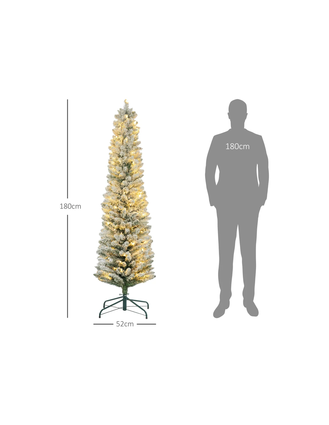kunstigt juletræ 180 cm plastik grønt julepynt sne hvidt led lys kunstigt juletræ 180 cm plastik grønt julepynt sne hvidt led lys