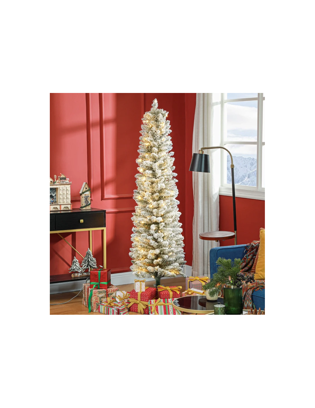 kunstigt juletræ 180 cm plastik grønt julepynt sne hvidt led lys kunstigt juletræ 180 cm plastik grønt julepynt sne hvidt led lys