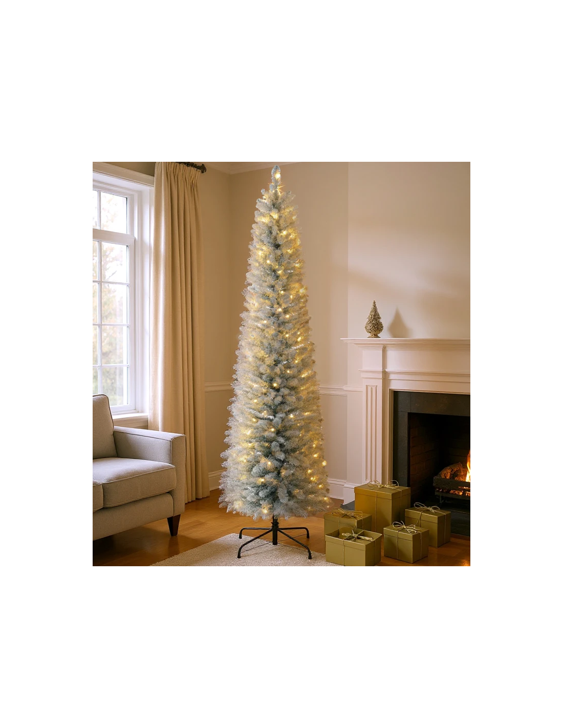 kunstigt juletræ 210 cm plastik grønt julepynt sne hvidt led lys kunstigt juletræ 210 cm plastik grønt julepynt sne hvidt led lys