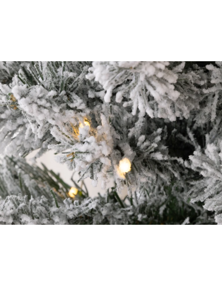 kunstigt juletræ 210 cm plastik grønt julepynt sne hvidt led lys kunstigt juletræ 210 cm plastik grønt julepynt sne hvidt led lys
