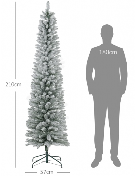 kunstigt juletræ 210 cm plastik grønt julepynt sne hvidt led lys kunstigt juletræ 210 cm plastik grønt julepynt sne hvidt led lys