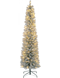 kunstigt juletræ 210 cm plastik grønt julepynt sne hvidt led lys