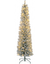 Kunstigt juletræ med sne og led lys H210 x Ø57 cm - Grøn/Hvid