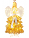 Engel med lys inde/ude H157 cm - Guld/Hvid