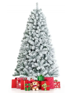 kunstigt juletræ 180 cm plastik grønt julepynt sne 2