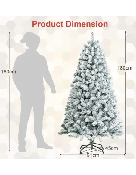 kunstigt juletræ 180 cm plastik grønt julepynt sne kunstigt juletræ 180 cm plastik grønt julepynt sne