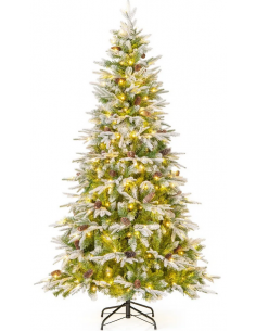 kunstigt juletræ 190 cm plastik grønt julepynt sne led lys