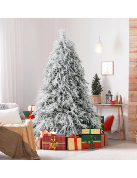 kunstigt juletræ 190 cm plastik grønt julepynt sne led lys kunstigt juletræ 190 cm plastik grønt julepynt sne led lys