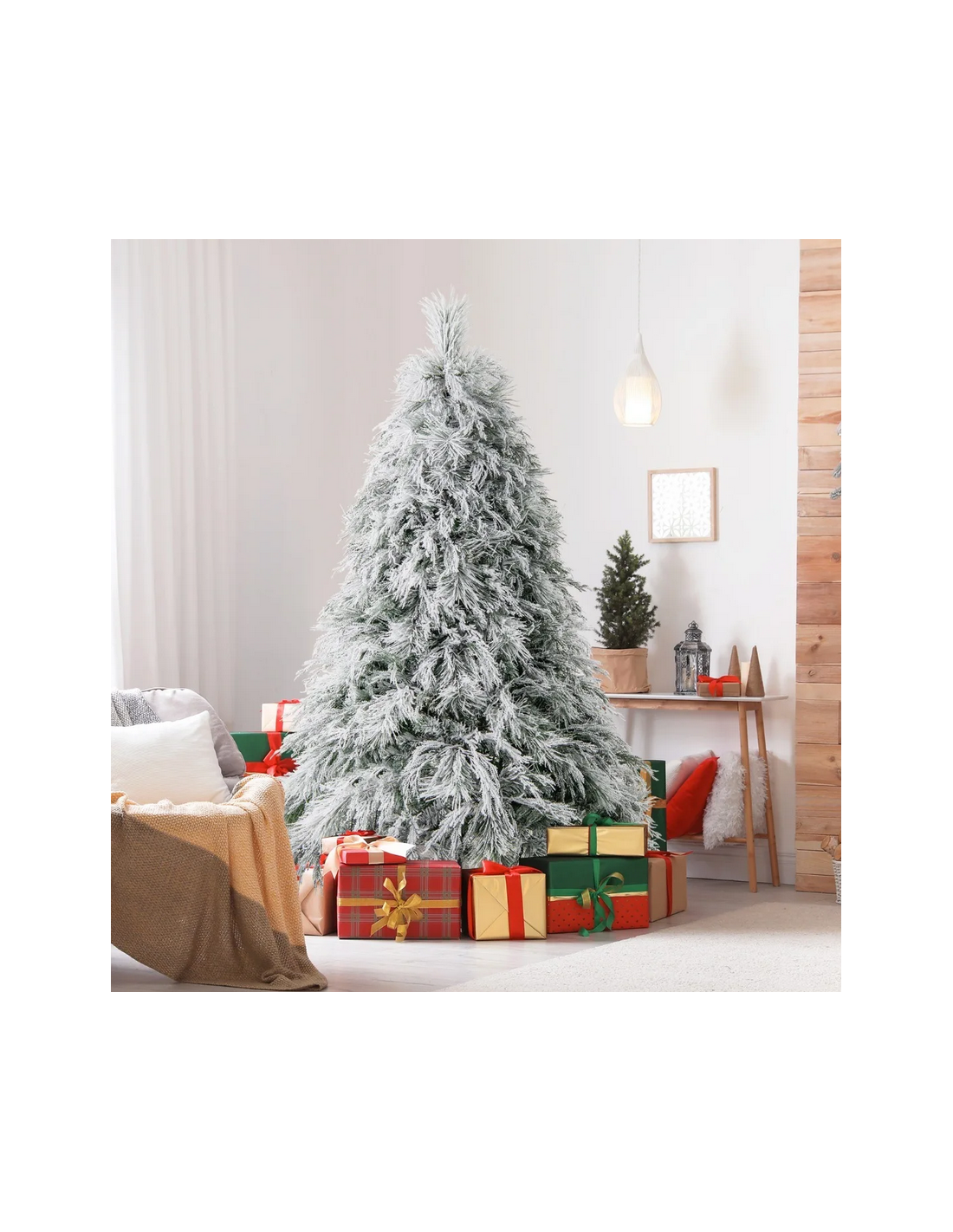 kunstigt juletræ 190 cm plastik grønt julepynt sne led lys kunstigt juletræ 190 cm plastik grønt julepynt sne led lys