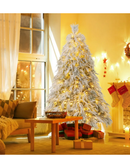 kunstigt juletræ 190 cm plastik grønt julepynt sne led lys kunstigt juletræ 190 cm plastik grønt julepynt sne led lys