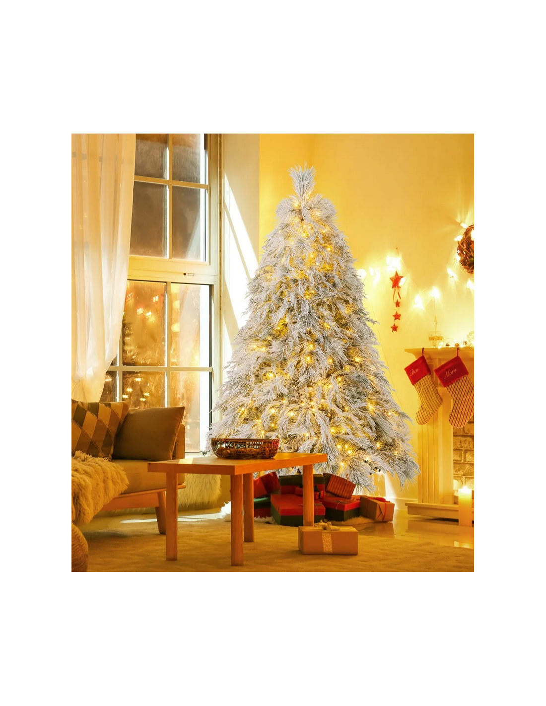 kunstigt juletræ 190 cm plastik grønt julepynt sne led lys kunstigt juletræ 190 cm plastik grønt julepynt sne led lys