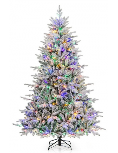 kunstigt juletræ 218 cm plastik grønt julepynt sne led lys farvede kunstigt juletræ 218 cm plastik grønt julepynt sne led lys farvede