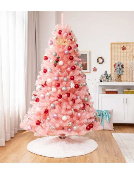 kunstigt juletræ 180 cm plastik grønt julepynt pink lyserød kunstigt juletræ 180 cm plastik grønt julepynt pink lyserød